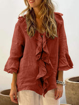 NADINE - Women Chic Bell Sleeve Ruffle Top
