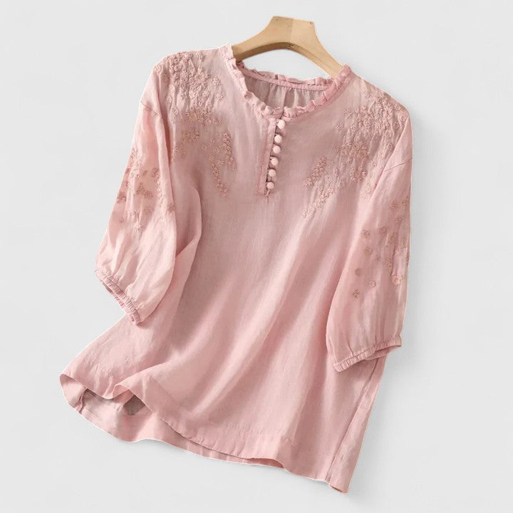 Vasilene - Elegant Button-Front Blouse