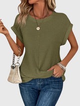 Isa - Elegant Blouse with Crew Neck