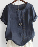 Elisavie - Comfortable Short Sleeve Blouse