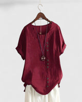 Elisavie - Comfortable Short Sleeve Blouse