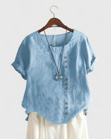 Elisavie - Comfortable Short Sleeve Blouse