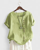 Elisavie - Comfortable Short Sleeve Blouse