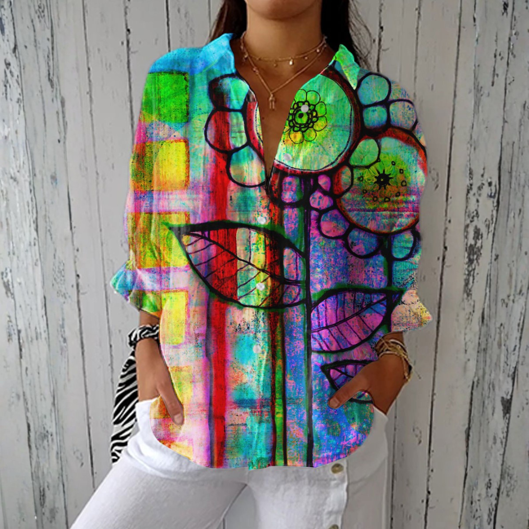 Amelia - Artistic Floral Shirt