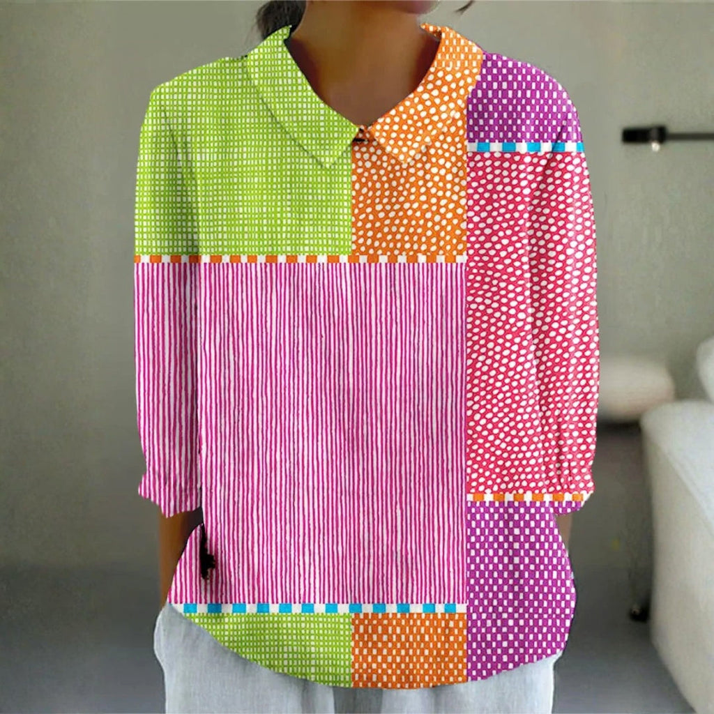 Megan - Playful Patchwork Blouse