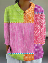 Megan - Playful Patchwork Blouse