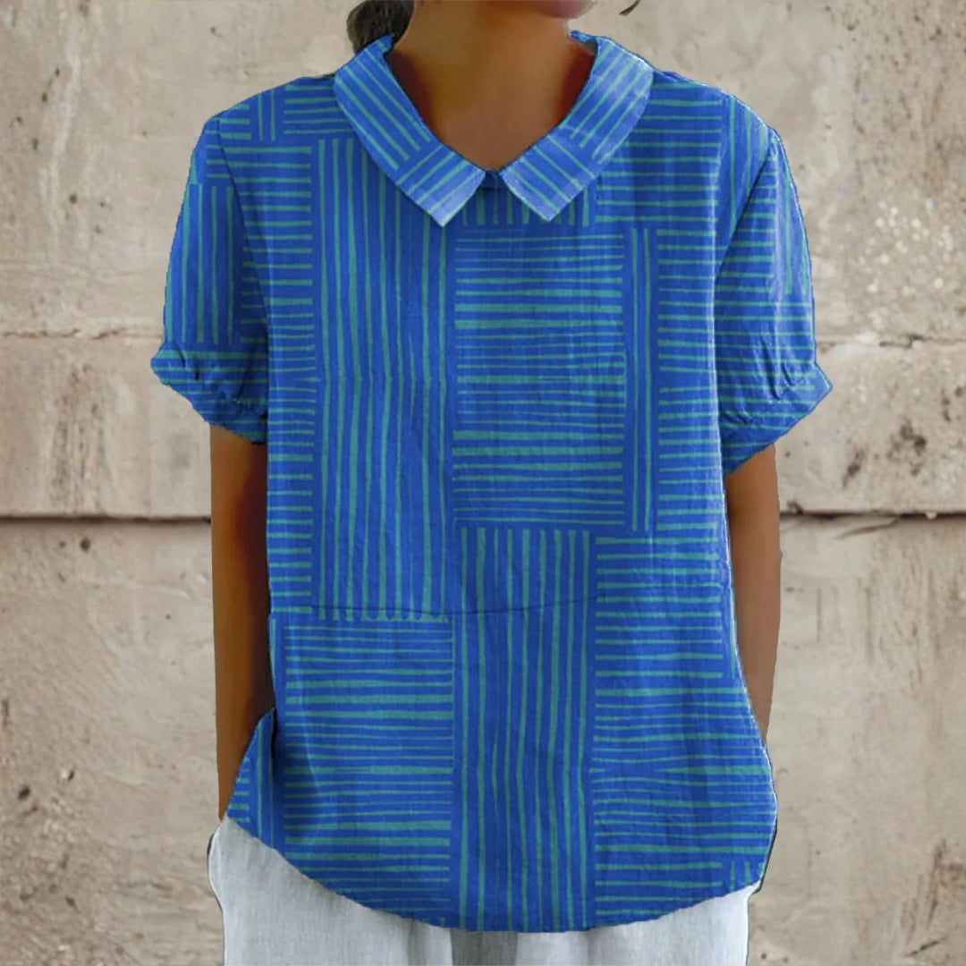 Maya - Striped Geometric Blouse