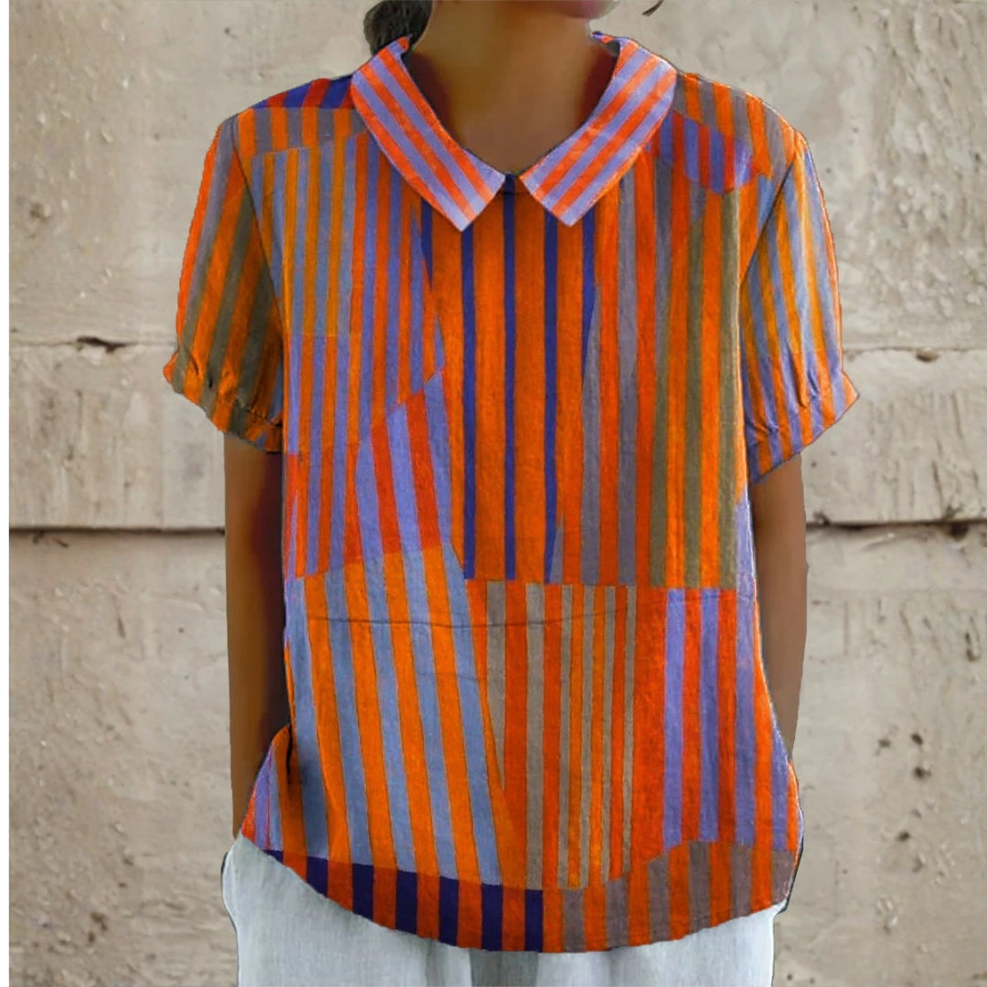 Nina - Geometric Striped Blouse