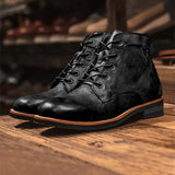 Noah - Brown Vintage-Style Lace-Up Boots