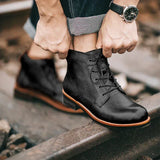 Noah - Brown Vintage-Style Lace-Up Boots