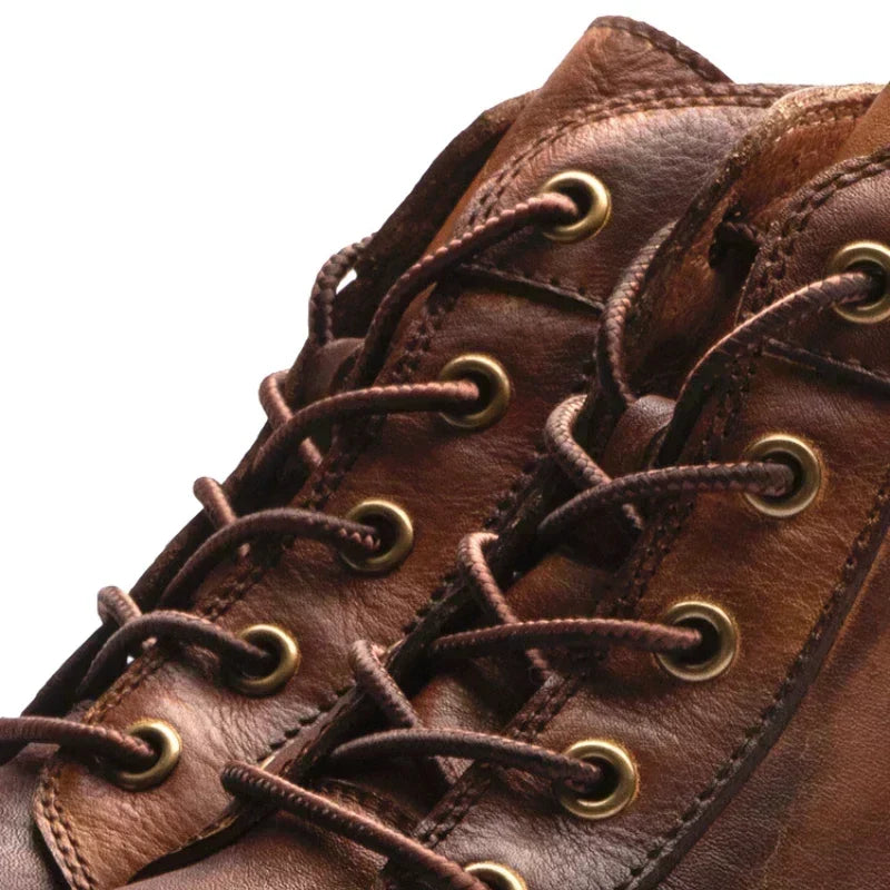 Noah - Brown Vintage-Style Lace-Up Boots