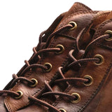 Noah - Brown Vintage-Style Lace-Up Boots