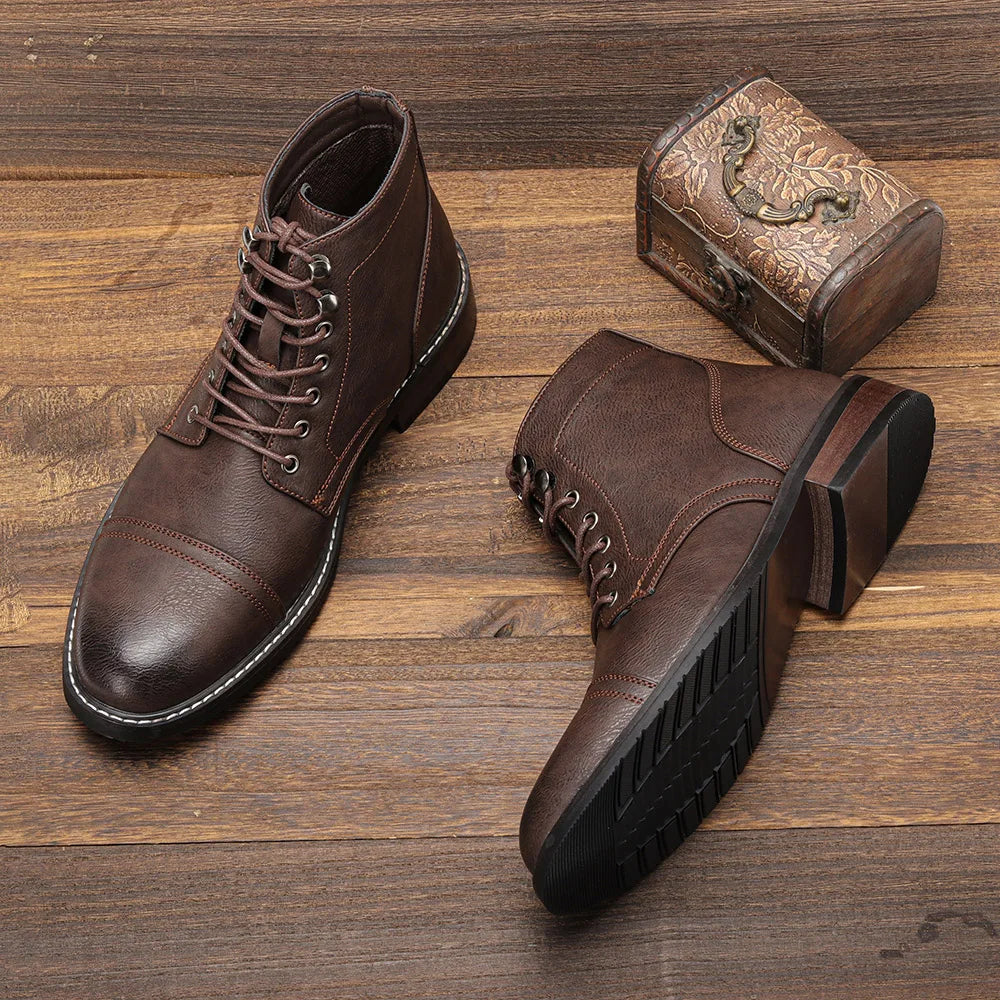 William - Brown Cap-Toe Lace-Up Boots