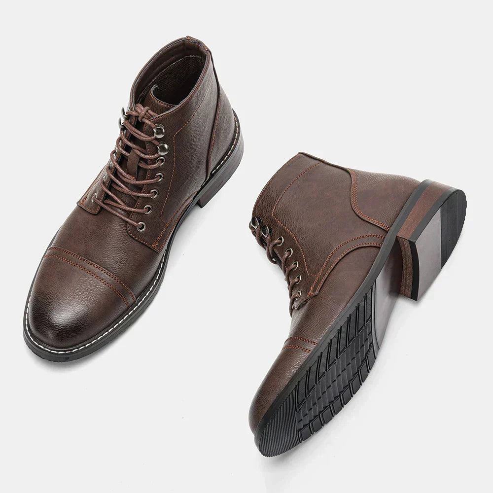 William - Brown Cap-Toe Lace-Up Boots