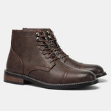 William - Brown Cap-Toe Lace-Up Boots