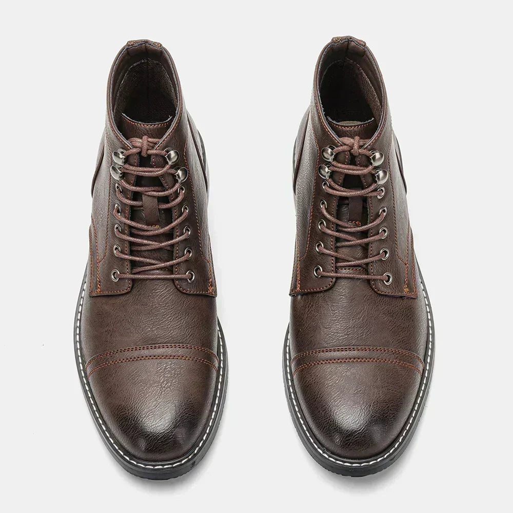 William - Brown Cap-Toe Lace-Up Boots