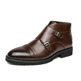 Oliver - Brown Double Buckle Boots
