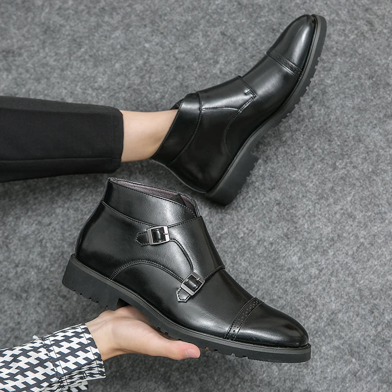 Oliver - Brown Double Buckle Boots