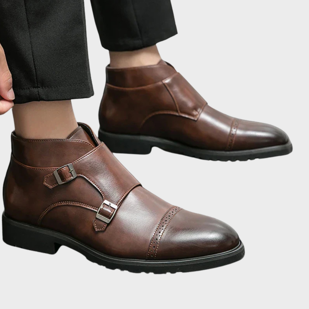 Oliver - Brown Double Buckle Boots