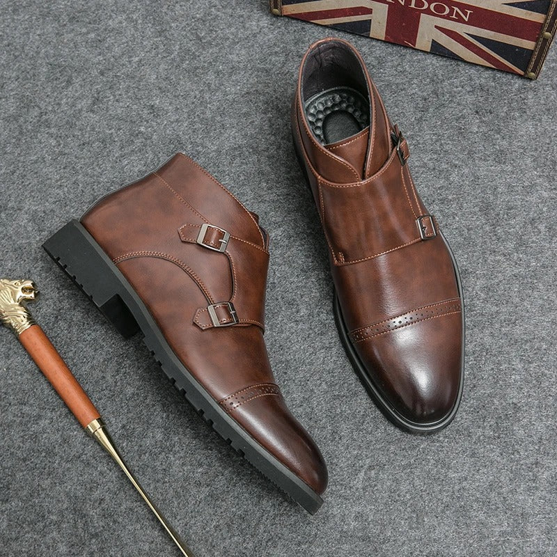 Oliver - Brown Double Buckle Boots