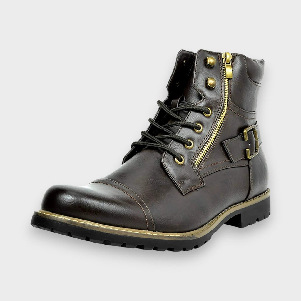 Ethan - Black Lace-Up Boots with Buckle