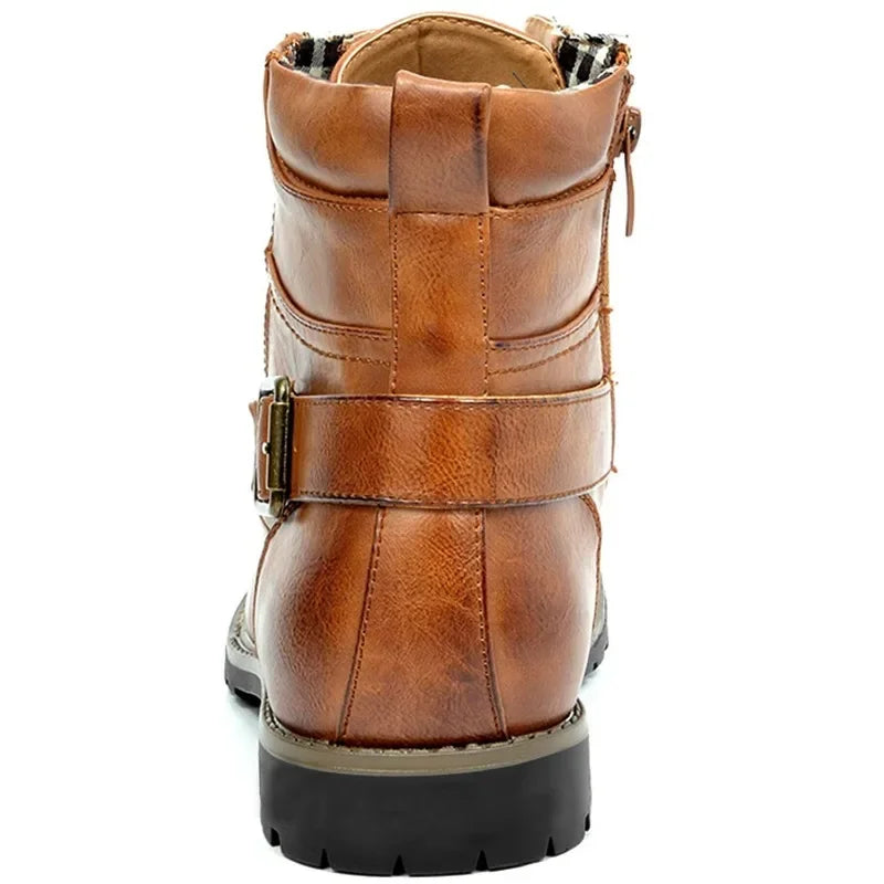 Ethan - Black Lace-Up Boots with Buckle