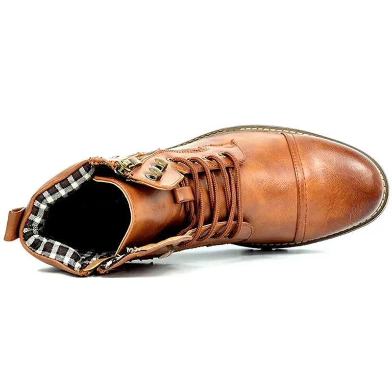 Ethan - Black Lace-Up Boots with Buckle