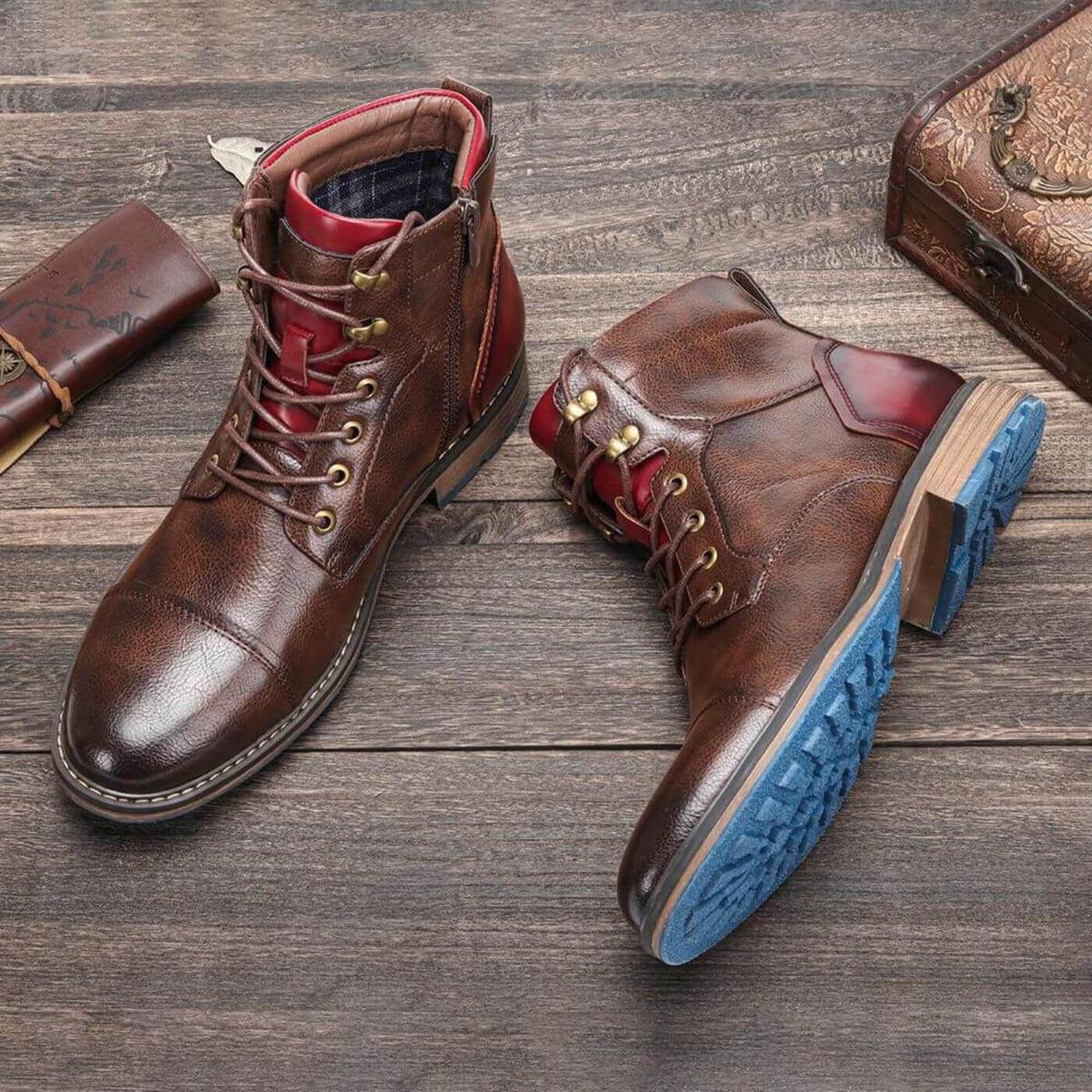 Leo - Burgundy Smart Lace-Up Boots