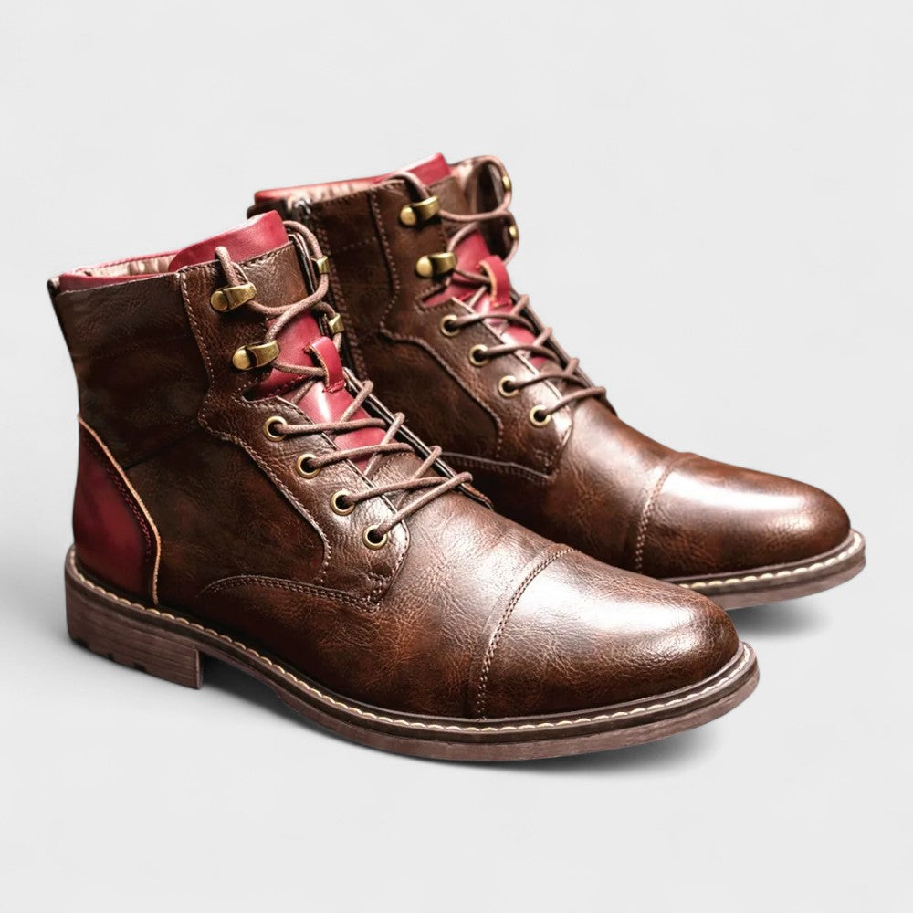 Leo - Burgundy Smart Lace-Up Boots