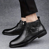 James - Brown Buckle Ankle Boots