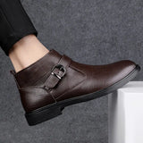 James - Brown Buckle Ankle Boots