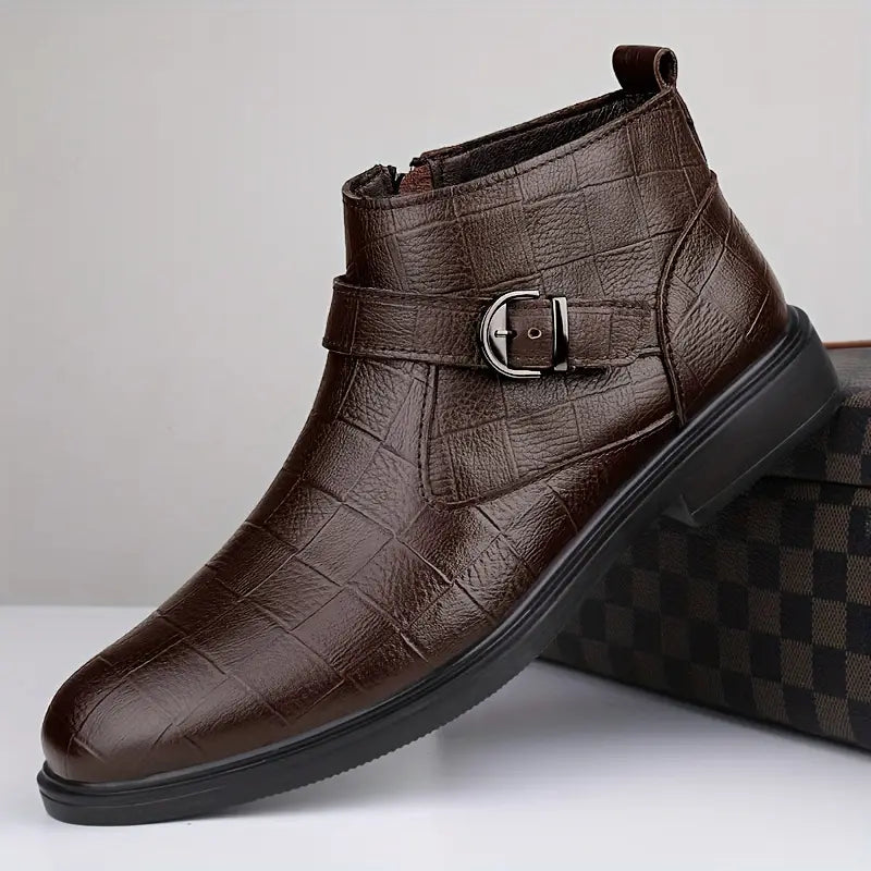James - Brown Buckle Ankle Boots
