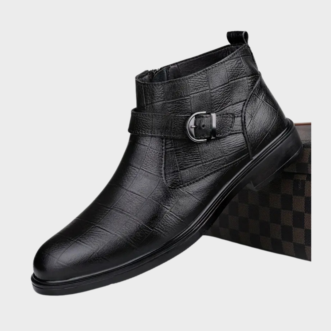 James - Brown Buckle Ankle Boots