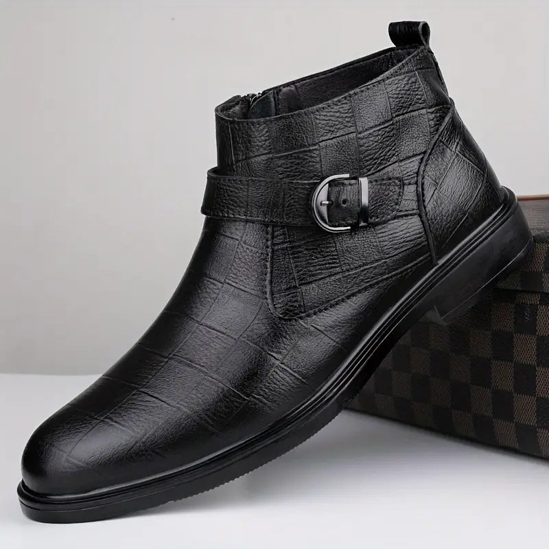 James - Brown Buckle Ankle Boots