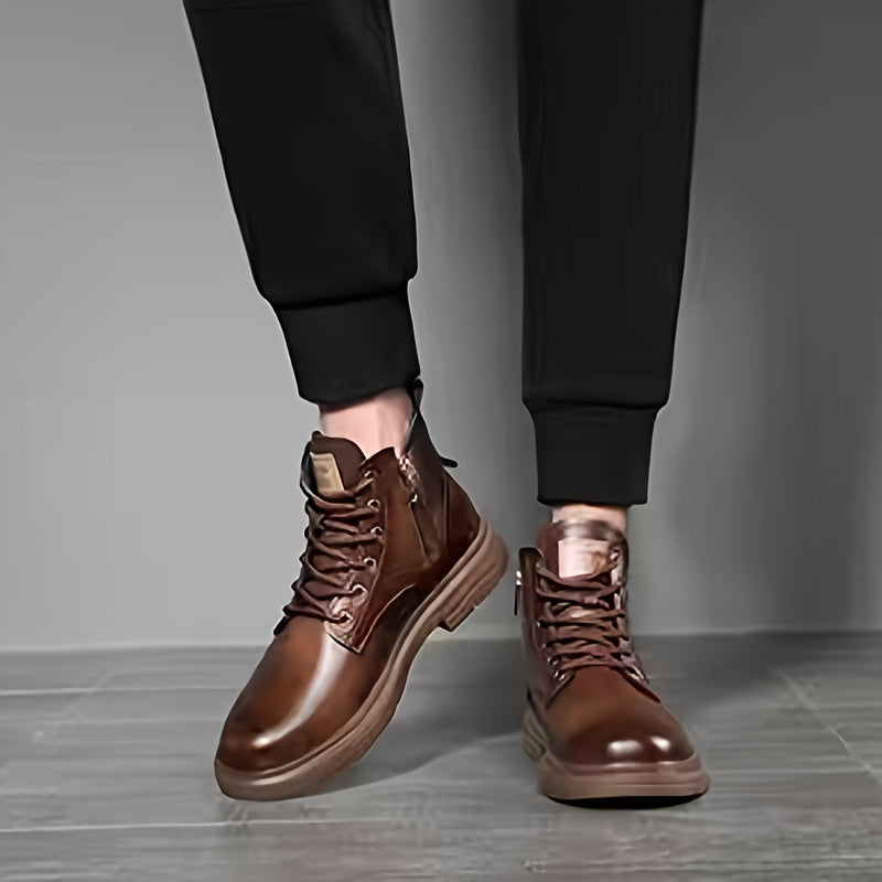 Hunter - Brown Lace-Up Boots with Vintage Finish