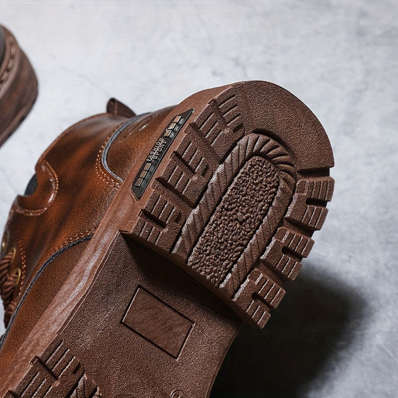 Hunter - Brown Lace-Up Boots with Vintage Finish