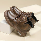 Hunter - Brown Lace-Up Boots with Vintage Finish