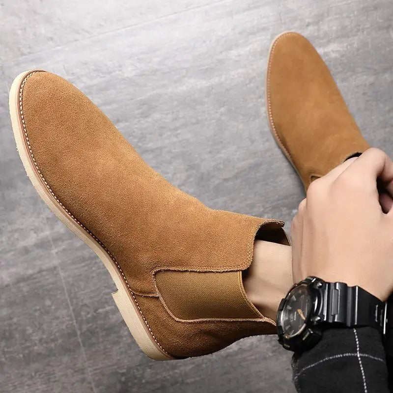 Tyler - Beige Suede-Look Chelsea Boots