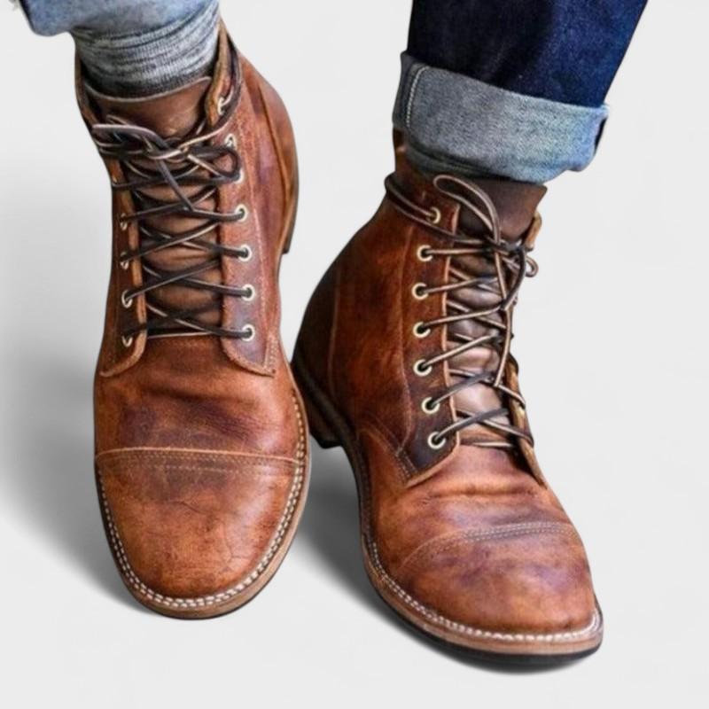 Dylan - Brown Vintage Lace-Up Boots