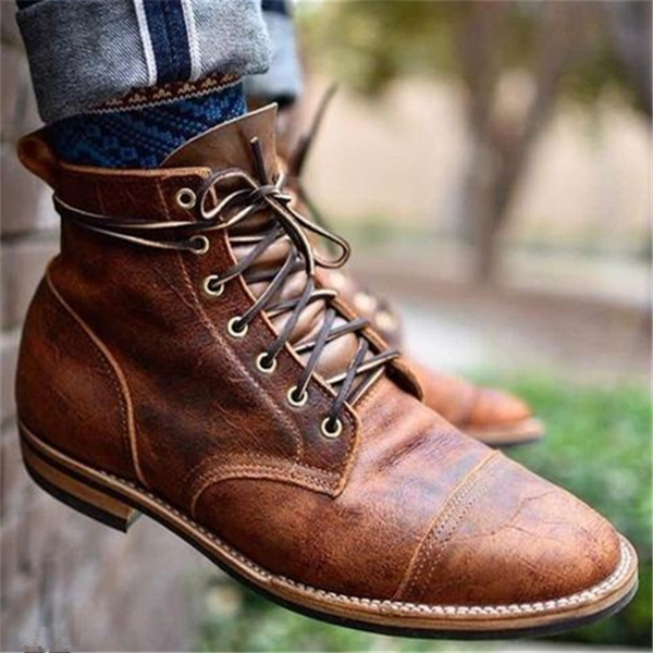 Dylan - Brown Vintage Lace-Up Boots