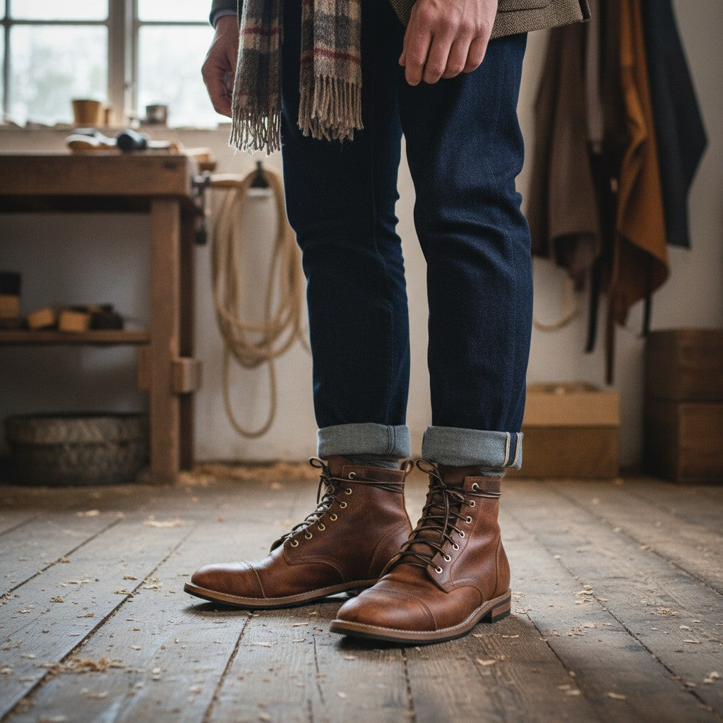 Dylan - Brown Vintage Lace-Up Boots