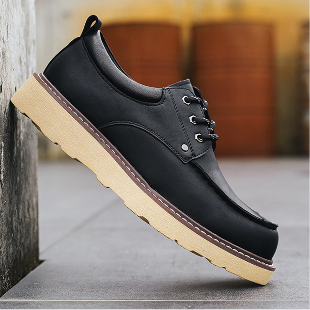 Gavin - Black Retro Lace-Up Shoes