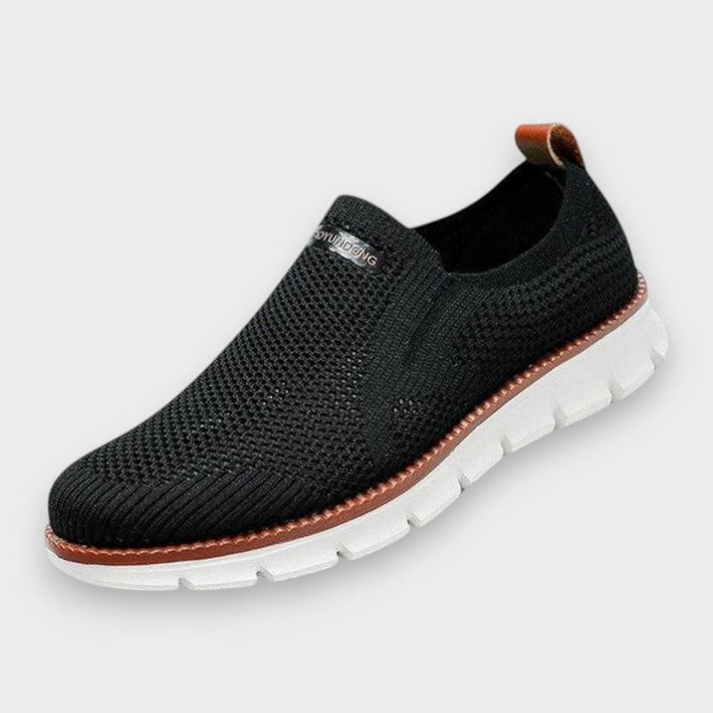 Caleb - Black Knit Slip-On Trainers