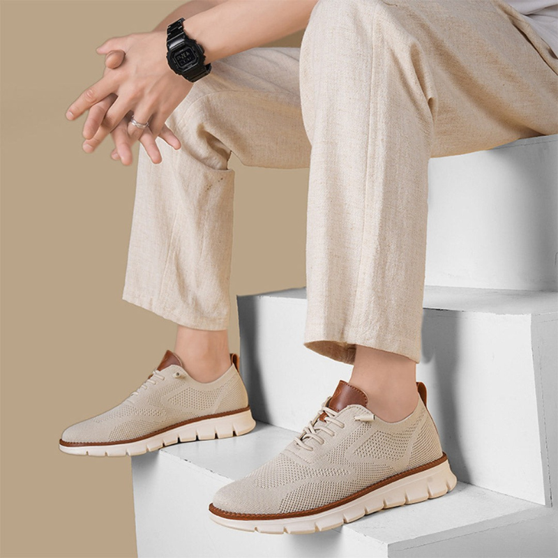 Isaac - Cream Knit Trainers