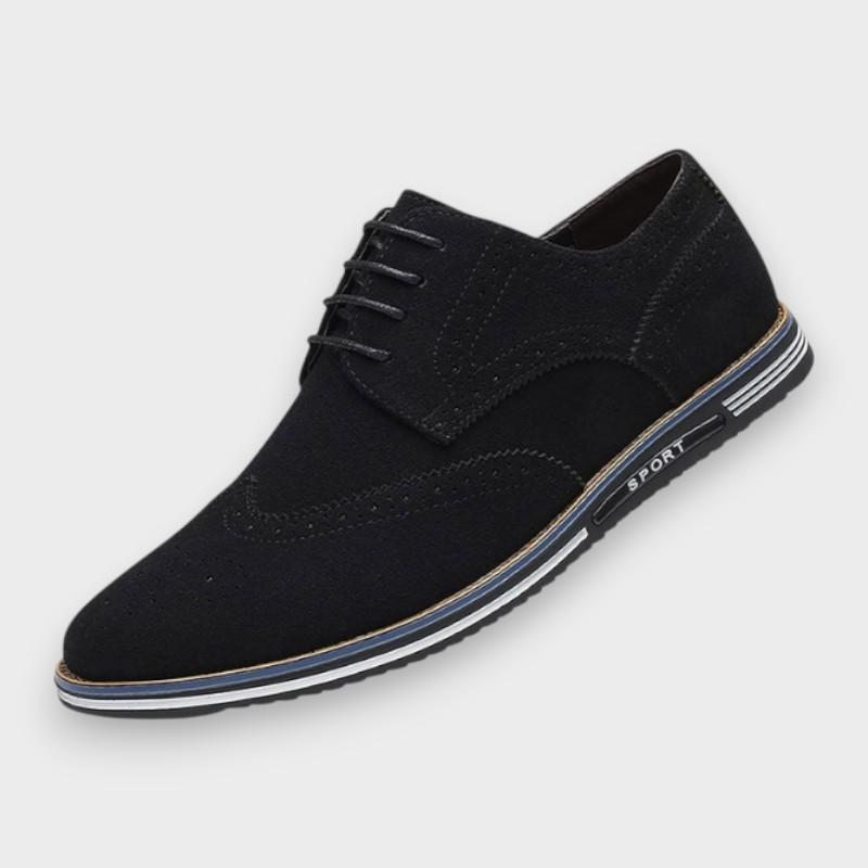 Louis - Black Suede-Look Derby Shoes