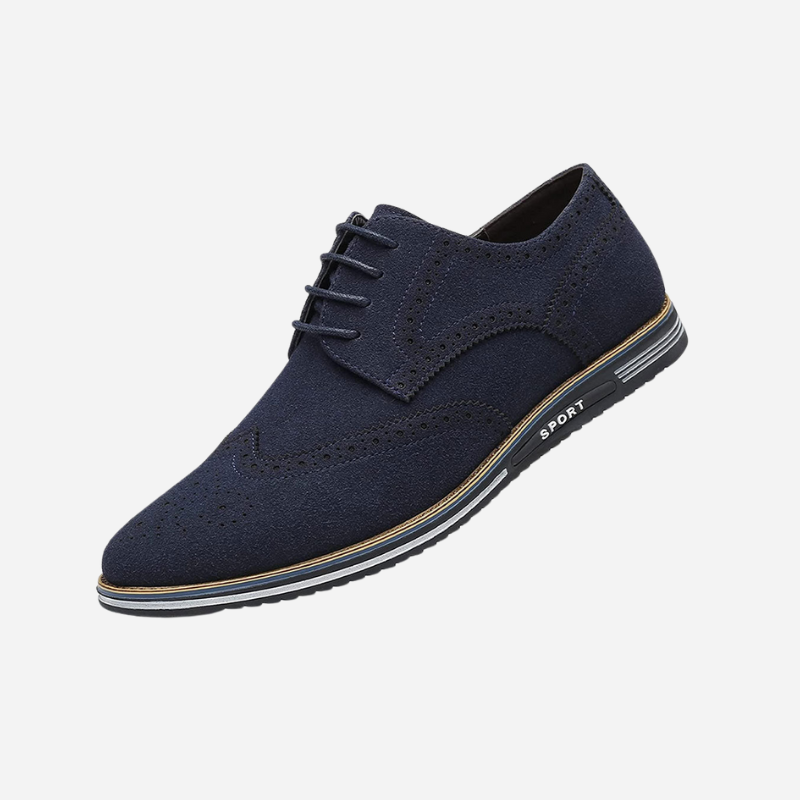 Louis - Black Suede-Look Derby Shoes