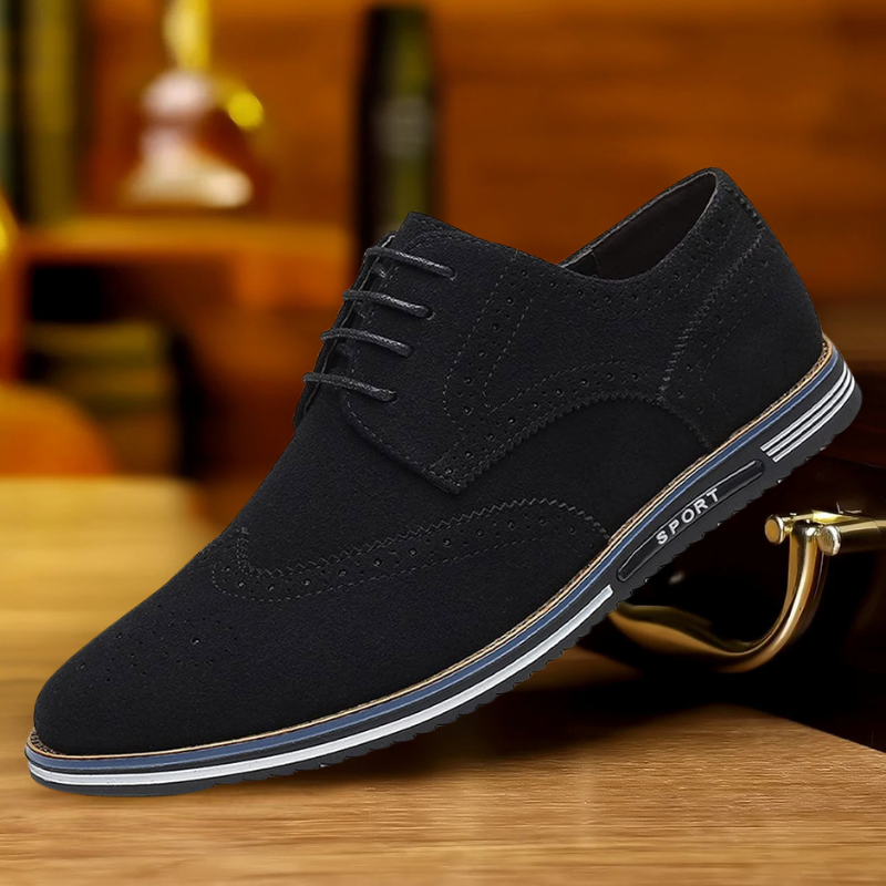Louis - Black Suede-Look Derby Shoes
