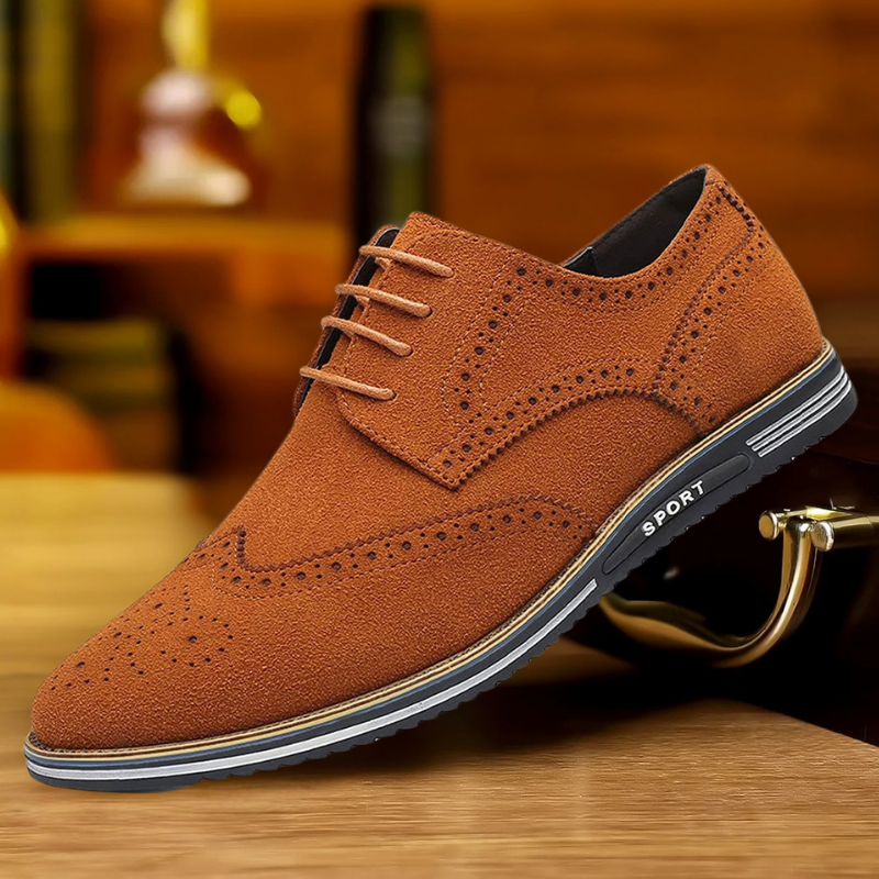 Louis - Black Suede-Look Derby Shoes