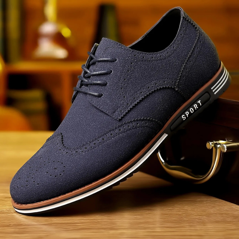 Louis - Black Suede-Look Derby Shoes