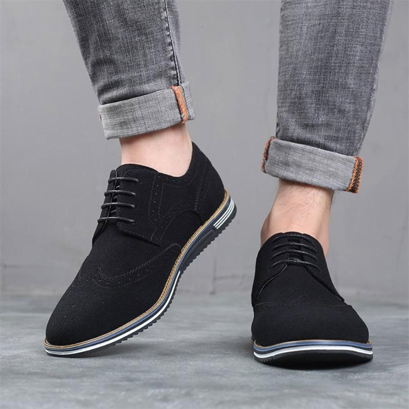 Louis - Black Suede-Look Derby Shoes